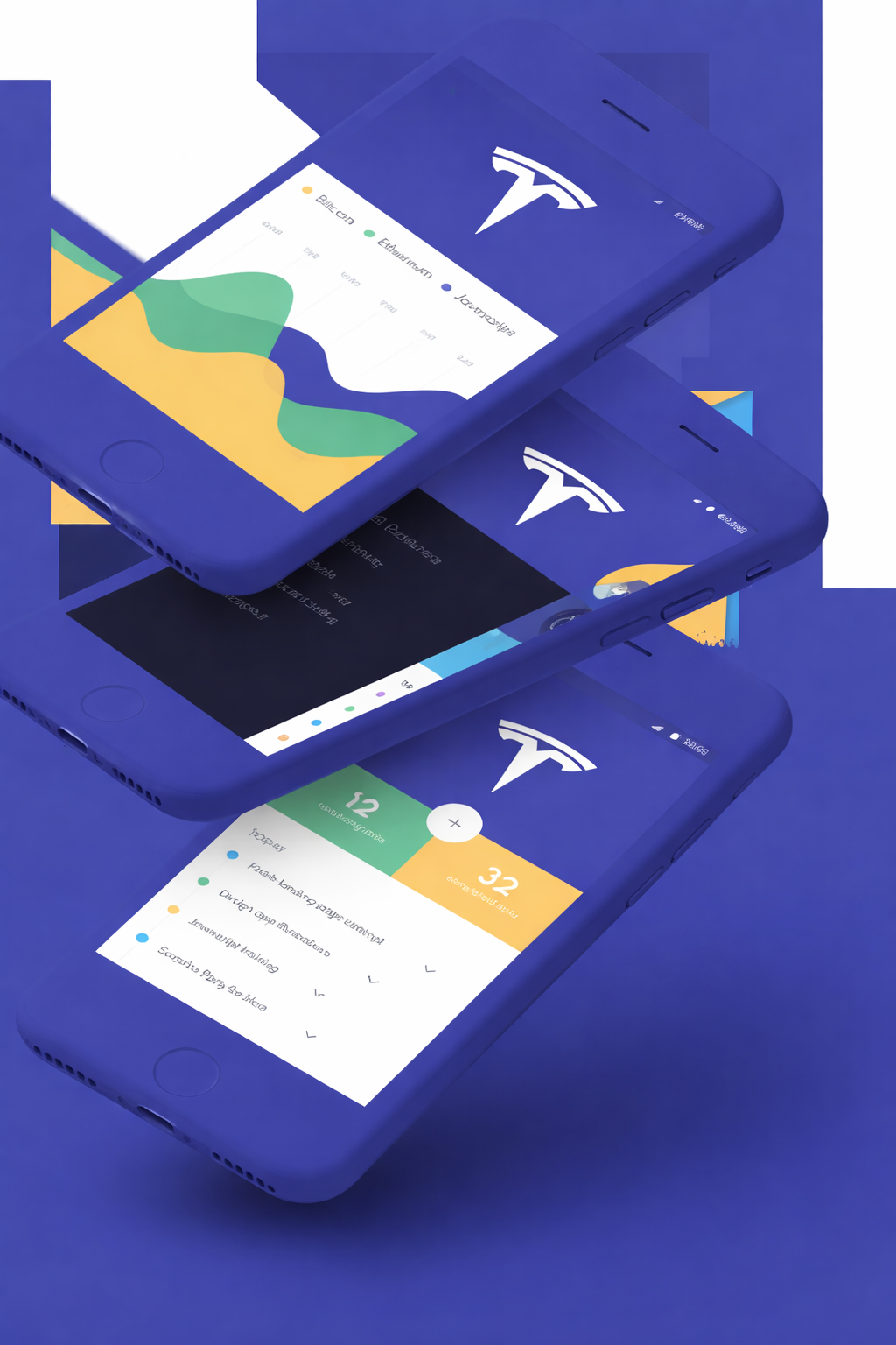Tesla-themed cryptocurrency app mockup